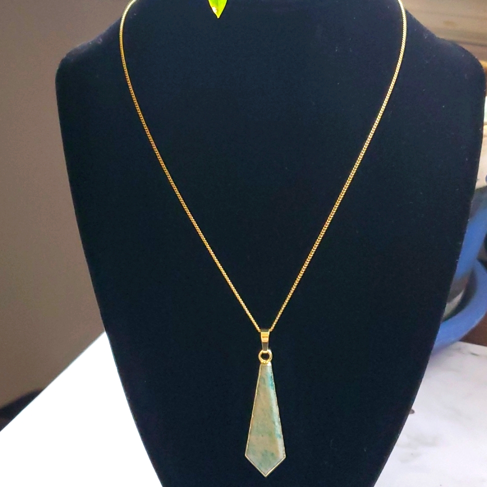 Amazonite Shield Necklace 37$